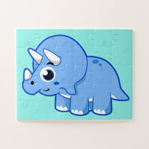 Puzzle Ilustracion De Un Dinosaurio Triceratops.