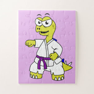 Puzzle Ilustracion De Un Estegosaurio Practicando El Kara