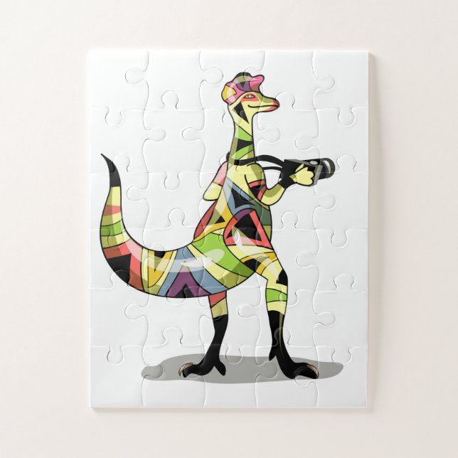 Puzzle Ilustracion De Un Fotógrafo Iguanodon. (Vertical)