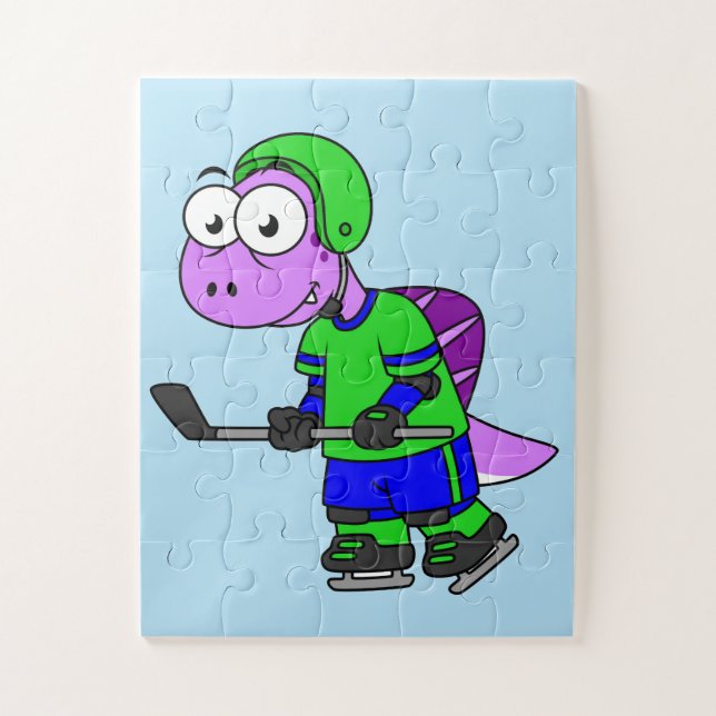 Puzzle Ilustracion De Un Jugador De Hockey Spinosaurus. (Vertical)