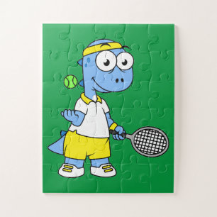Puzzle Ilustracion De Un Jugador De Tenis Rex De Tyrannos