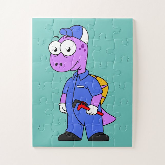 Puzzle Ilustracion De Un Plomero De Spinosaurus. (Vertical)