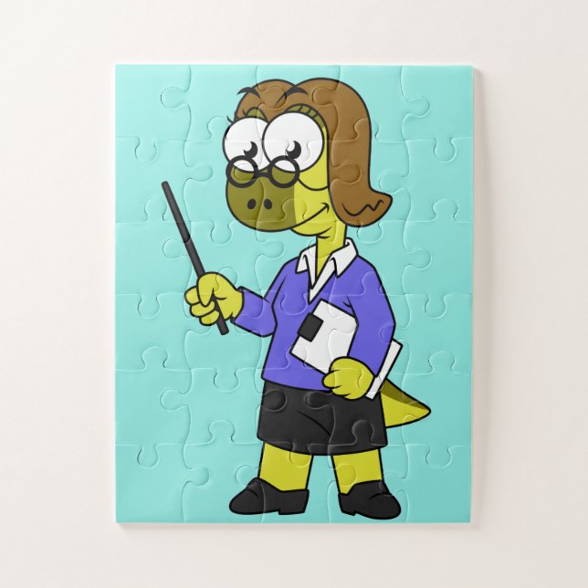 Puzzle Ilustracion De Un Profesor De Paquicefalosaurio. (Vertical)