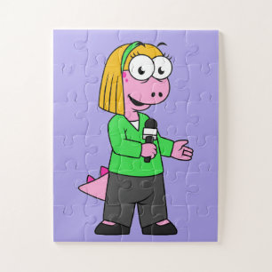 Puzzle Ilustracion De Un Reportero De Allosaurus News.