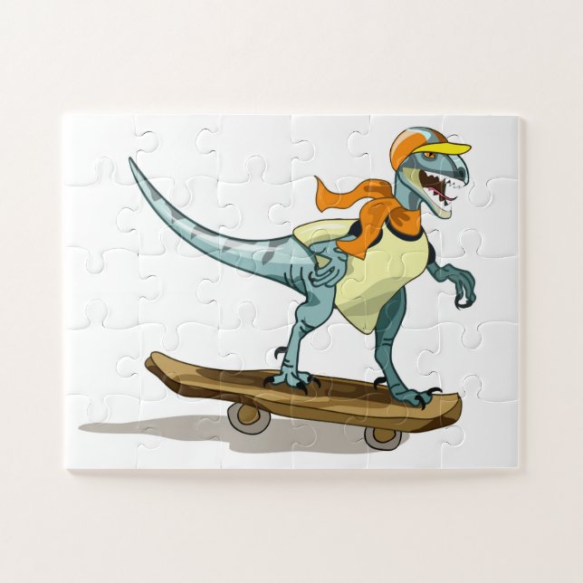 Puzzle Ilustracion De Un Skateboarding Raptor. (Horizontal)