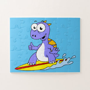 Puzzle Ilustracion De Un Spinosaurus De Surf.