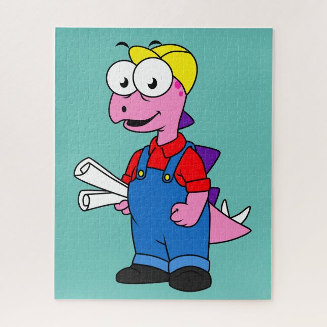 Puzzle Ilustracion De Un Trabajador De Construcción De St (Vertical)