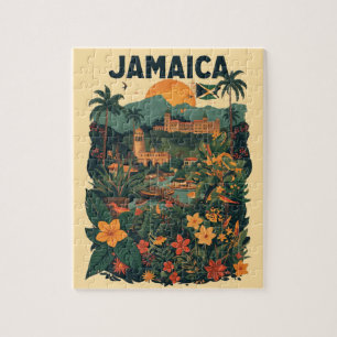 Puzzle Ilustración de viaje a Jamaica de estilo vintage