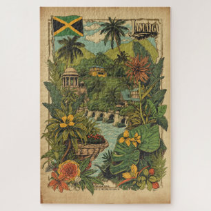 Puzzle Ilustración de viaje a Jamaica de estilo vintage