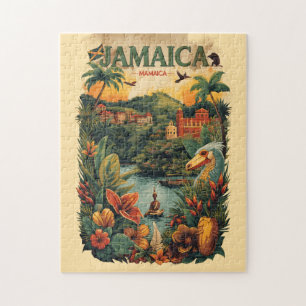 Puzzle Ilustración de viaje a Jamaica de estilo vintage