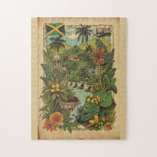 Puzzle Ilustración de viaje a Jamaica de estilo vintage
