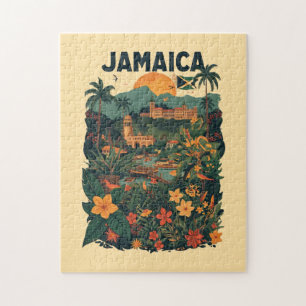 Puzzle Ilustración de viaje a Jamaica de estilo vintage
