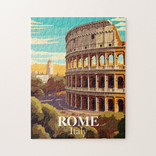 Puzzle Ilustración de viaje al Coliseo de Roma Italia (Vertical)