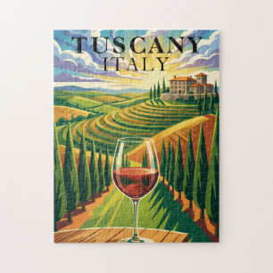 Puzzle Ilustración de viaje al viñedo de Toscana Italia a