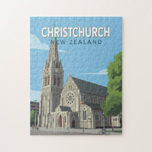 Puzzle Ilustración de viaje de arte de Christchurch Nueva