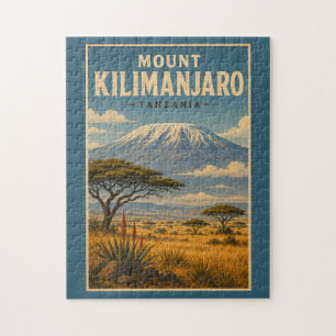 Puzzle Ilustración de viaje de arte de Kilimanjaro Tanzan