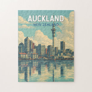 Puzzle Ilustración de viaje de arte retro de Auckland Nue