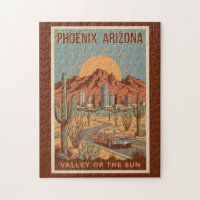 Ilustración de viaje de arte retro de Phoenix Ariz