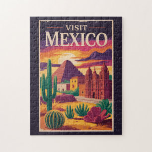 Puzzle Ilustración de viaje de arte vintage cultura Méxic