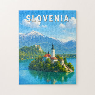 Puzzle Ilustración de viaje de arte vintage de Eslovenia