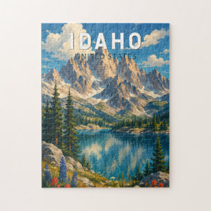 Puzzle Ilustración de viaje de arte vintage de Idaho