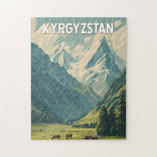 Puzzle Ilustración de viaje de arte vintage de Kirguistán