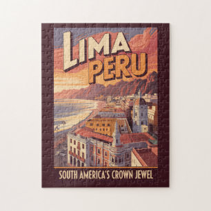 Puzzle Ilustración de viaje de arte vintage de la costa d