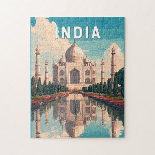 Puzzle Ilustración de viaje de arte vintage de la India