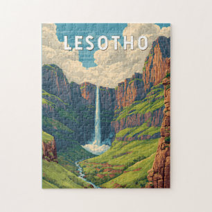 Puzzle Ilustración de viaje de arte vintage de Lesoto