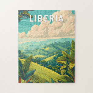 Puzzle Ilustración de viaje de arte vintage de Liberia