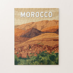 Puzzle Ilustración de viaje de arte vintage de Marruecos