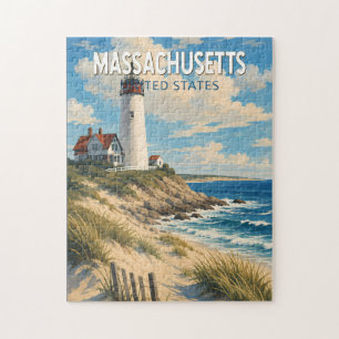 Puzzle Ilustración de viaje de arte vintage de Massachuse
