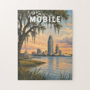 Puzzle Ilustración de viaje de arte vintage de Mobile Ala