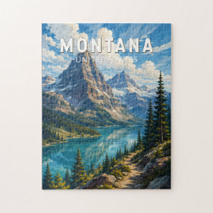 Puzzle Ilustración de viaje de arte vintage de Montana