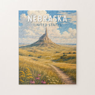 Puzzle Ilustración de viaje de arte vintage de Nebraska