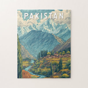 Puzzle Ilustración de viaje de arte vintage de Pakistán