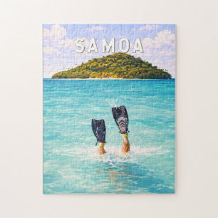 Puzzle Ilustración de viaje de arte vintage de Samoa