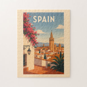 Puzzle Ilustración de viaje de arte vintage de Sevilla Es