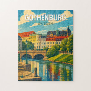 Puzzle Ilustración de viaje de arte vintage Gotemburgo Su