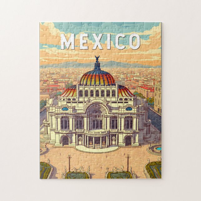 Puzzle Ilustración de viaje de arte vintage México (Vertical)