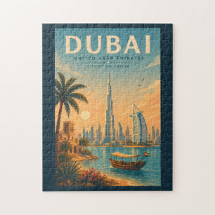Puzzle Ilustración de viaje de Dubai Emiratos Árabes Unid