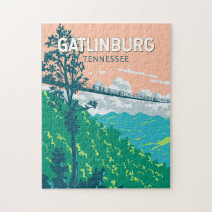 Puzzle Ilustración de viaje de Gatlinburg Tennessee Arte