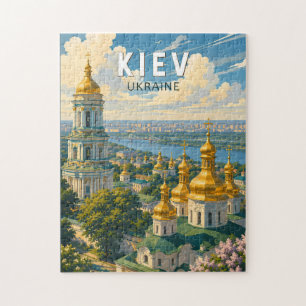 Puzzle Ilustración de viaje de Kiev Ucrania Vintage