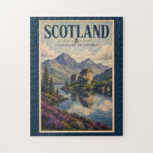 Puzzle Ilustración de viaje de las Highlands escocesas de