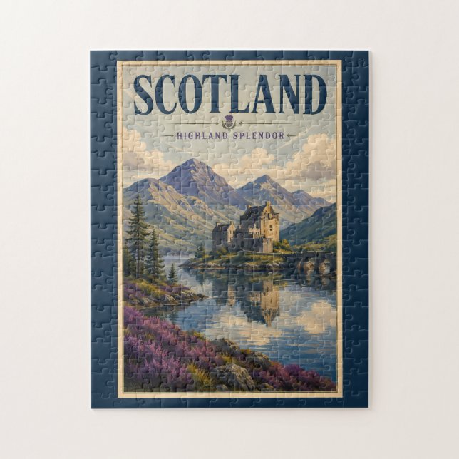 Puzzle Ilustración de viaje de las Highlands escocesas de (Vertical)