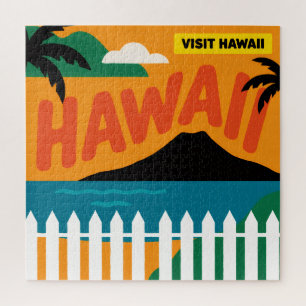 Puzzle Ilustración de viaje de las Islas Hawaianas Retro 