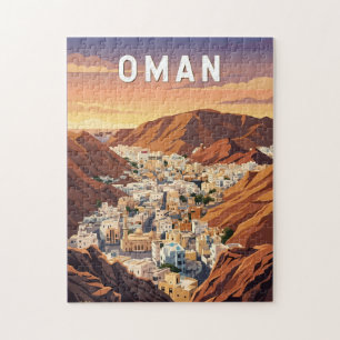 Puzzle Ilustración de viaje de Omán Arte Vintage