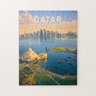 Puzzle Ilustración de viaje de Qatar Arte Vintage