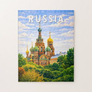 Puzzle Ilustración de viaje de Rusia Arte Vintage