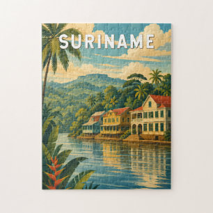 Puzzle Ilustración de viaje de Surinam Arte Vintage